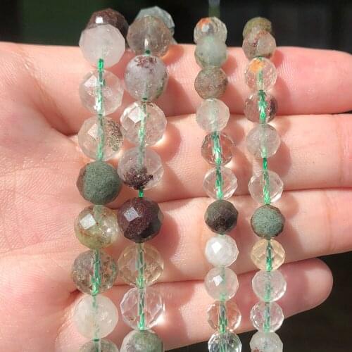 6/8mm Natural Green Ghost Quartz Beads Crystal Round Loose Spacer Stone Beads For Jewelry Making DIY Bracelets Accessories 7.5