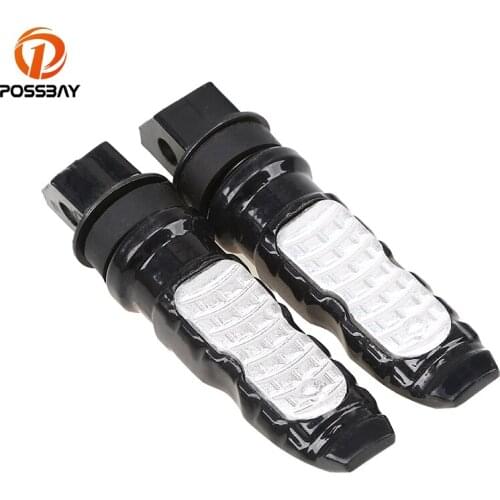 POSSBAY 8MM Aluminum Universal Foot Pegs Motorcycle Rear Passenger Footrest For Yamaha ybr 125 Honda CB400 Suzuki GSXR Harley
