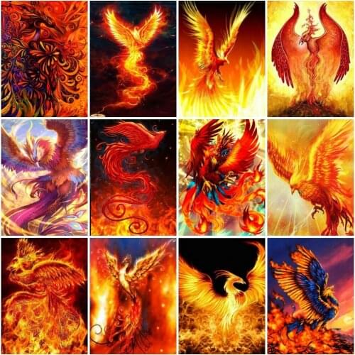AZQSD Diamond Painting Phoenix Cross Stitch Picture Of Rhinestones Diamond Embroidery Animals Mosaic Needlework Home Decor
