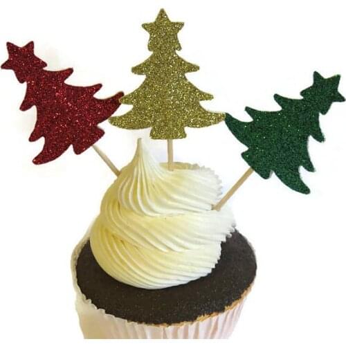 Glitter Christmas Tree Cupcake Toppers Party Bachelorette birthday Wedding Bridal Shower Night food picks