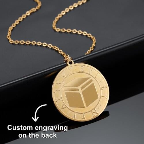 KAABA COORDINATES COIN NECKLACE For Women Islamic Muslim Arabic Jewelry Personalized Engraved Pendant Gold Stainless Steel Chain