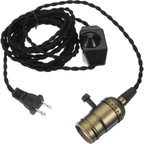 E27/E26 Lamp Base Socket Pendant Lamp Holder Dimmer Cord Hanging Ceiling Light Bulb Fixture 110-220V US Plug