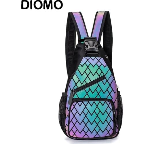 DIOMO New Multipurpose Women Chest Bag Luminous Geometric Small Backpack Teenager Girl Travel Fashion Reflective Sling Bags
