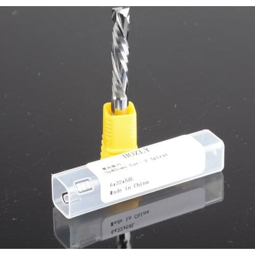 2Pcs 6x32MM AAA Up Down Cut- 2 Spiral Flute Carbide Mill,CNC Milling Cutter,Woodworking Cutting Tools Router Bit