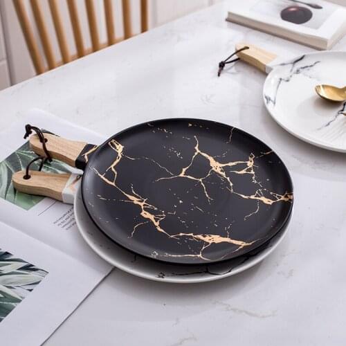European White Black Golden Ceramic Dishes And Plate Pizza Dessert Steak Dinner Set Porcelain Tableware Decorative Food Tray