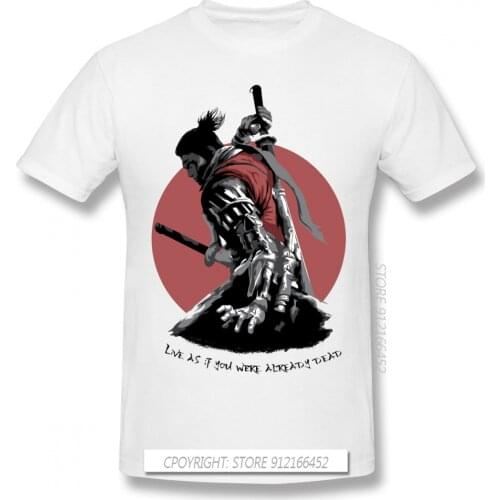 Cool Black TShirt Sekiro Shadows Die Twice Wolf Sengoku Kuro Game Homme T-Shirts Tee Pure Cotton Oversize Short Sleeve