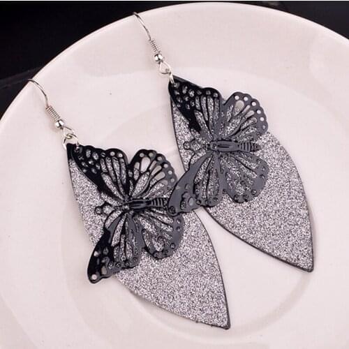 MISANANRYNE Fashion Hollow Butterfly Leaf Earrings For Woman Girls Jewelry Gold Color Long Drop Earrings New Arrivel