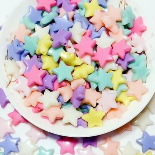 Fashion 14mm Acrylic Star DIY Loose Beads Mix color Plastic Star With Hole Bead Jewelry Findings nb239 100 pieces