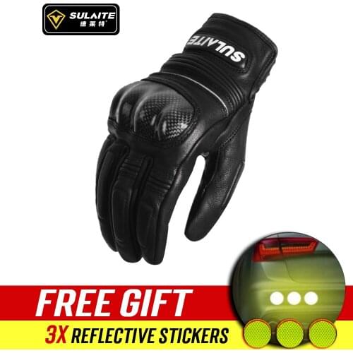 Motorcycle Carbon Gloves Carbon Fiber Retro Real Leather Motorbike Protective Gears Motocross Racing Gloves