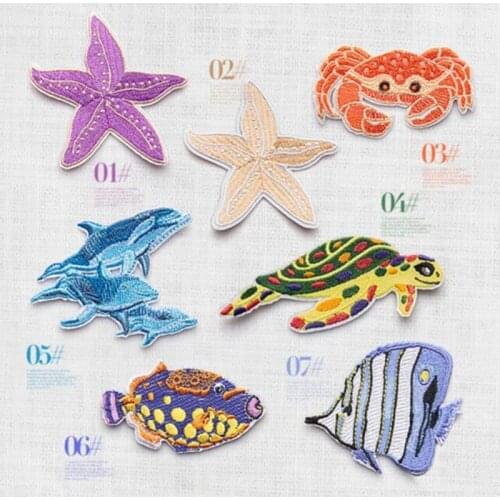 Marine Fish design Patch cute logo Kids clothes Motif Embroidered iron on patches for clothing