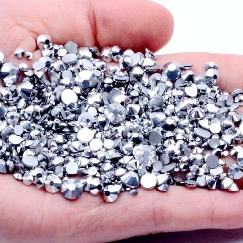 Non Hotfix Strass Rhinestones Silver Coating All Size Flatback Round Glue On Glass Stones And Crystals DIY Nails Art Decorations