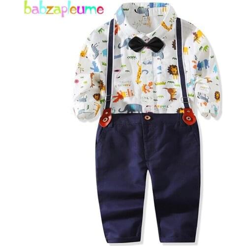 2020 New Kids Spring Outfit Baby Boys Clothes Fashion Cartoon Print Long Sleeve Cotton Shirt+Pants Newborn Clothing Set BC1643-1