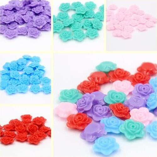 New 50Pcs/lot 18mm Multi Craft Rose Flower Flatback Acrylic Scrapbook Rhinestones Beads Diy Jewelry Making