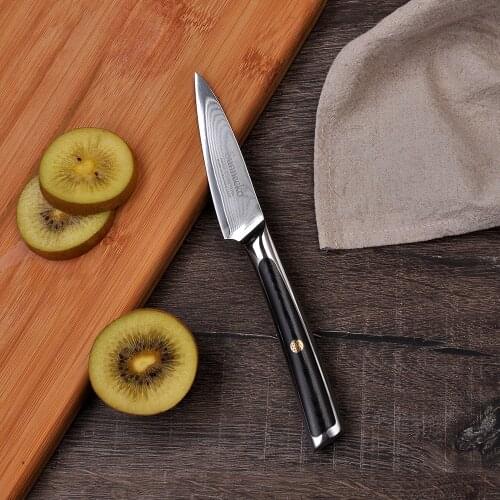 SUNNECKO 3.5 inch Paring Knife Damascus Japanese VG10 Core Steel Blade Kitchen Knives Sharp Fruit Peeling Cutter Tool G10 Handle