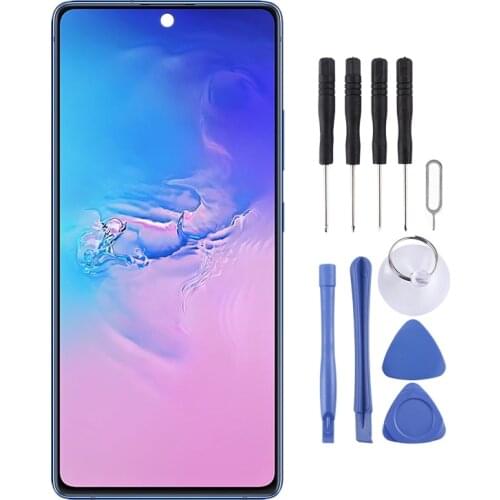 Original Super AMOLED Material LCD Screen and Digitizer Full Assembly with Frame for Galaxy S10 Lite(Black)