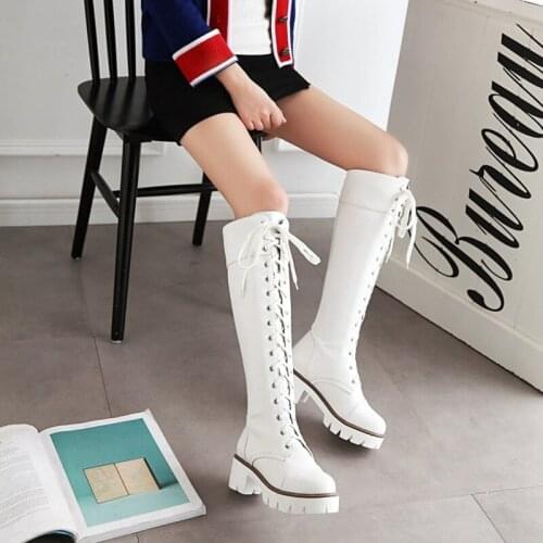 Autumn and Winter 2021 New Korean Street Motorcycle Lace Up Knight Womens Boots-1-818-7