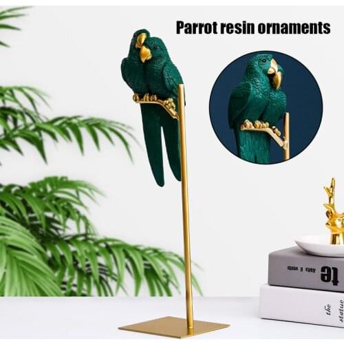 Couple Birds Parrots Statue Resin Sculptures Miniature Parakeet Romantic Lovers Souvenir for Wedding Valentine Day GQ