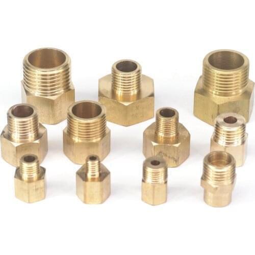 LOT 2 M14x1 M14x1.5 M16x1.5 Female - Sizes Male Thread Brass Female-Male Reducer Bushing Hex Pipe Fitting Pressure Gauge