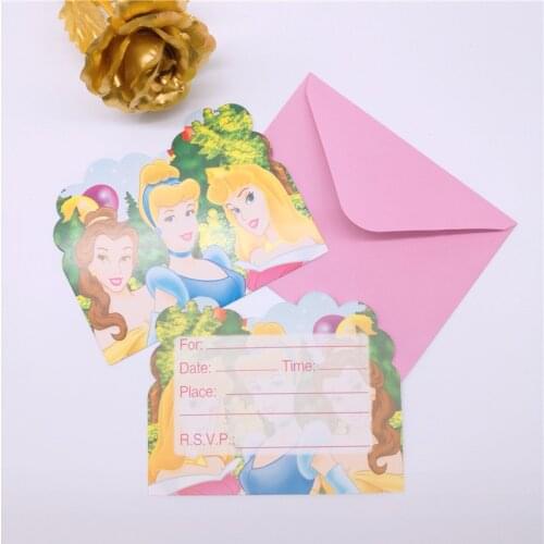 6pcs Princess Invitation Card Happy Birthday Party Supply Festival Decoration Event Party Favor Gender Reveal Girls Party