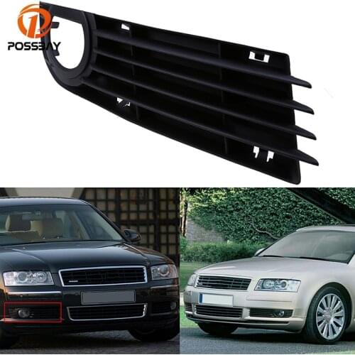 POSSBAY Right Side Lower Bumper Fog Light Grille Cover Protective Mesh Grilles for Audi A8 D3 2003-2007 Pre-facelift