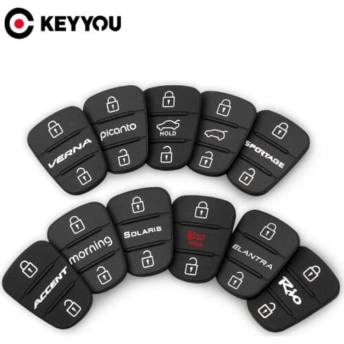 KEYYOU 100X Rubber Pad 3 Buttons Flip Car Remote Key Shell For Hyundai IX35 Picanto Solaris Sportage Elantra Kia K2 K5 RIO Key