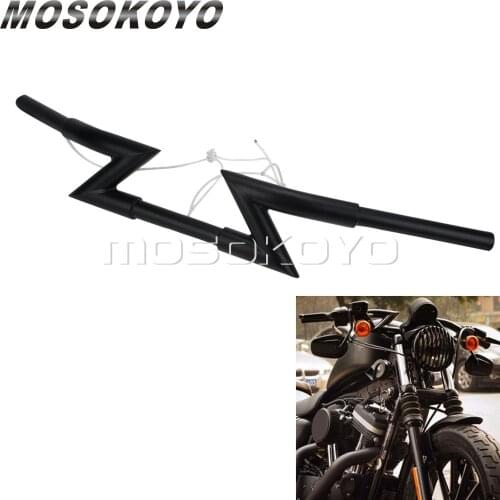 Z-Bar Matte Black 1" Handlebar Cafe Racer Handle Bars for Harley Sportster Touring Honda VTX Shadow Universal 25mm Drag Bar