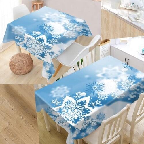 Custom Snowflake Table Cloth Oxford Print Rectangular Waterproof Oilproof Table Cover Wedding Tablecloth