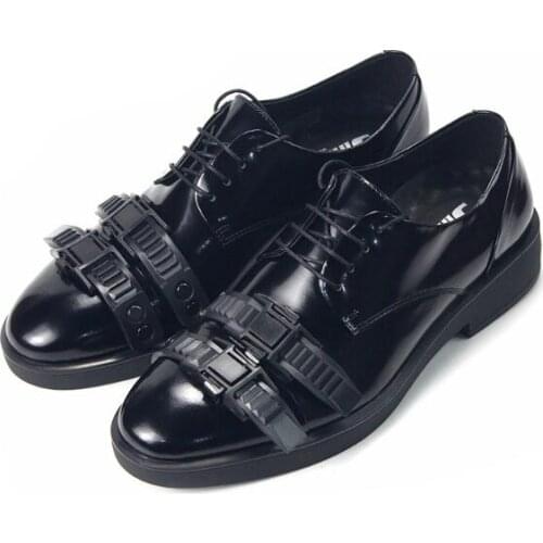 New fashion men shoes derby genuine leather casual shoes for men black Punk shoes