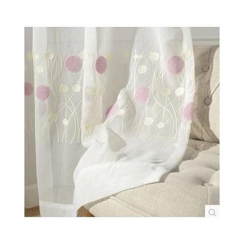 Free shipping cotton and linen embroidered voile tulle curtains for living room sheer curtain for bedroom luxury window curtains