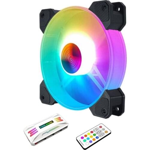 COOLMOON Yuhuan Fan, 12cm Temperature Control Argb Chassis Fan with Pwm Intelligent Temperature Control 5V Remote Control