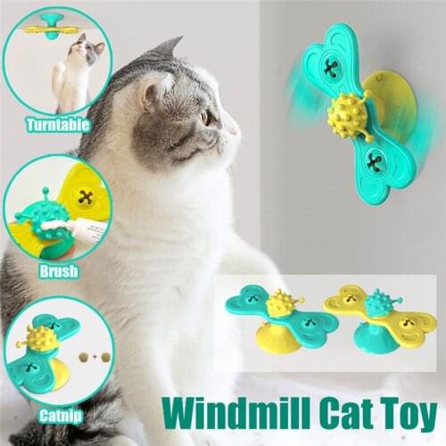 Windmill Cat Toy Turntable Teasing Interactive Cat Toys Interactive with Catnip Cat Scratching Tickle Pet Ball Toys Cat Supplies