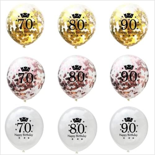 5pc Inflatable Confetti Balloons 12 Inch Latex Clear Birthday Balloons 18 30 40 50 Anniversary Wedding Decoration Party Favors