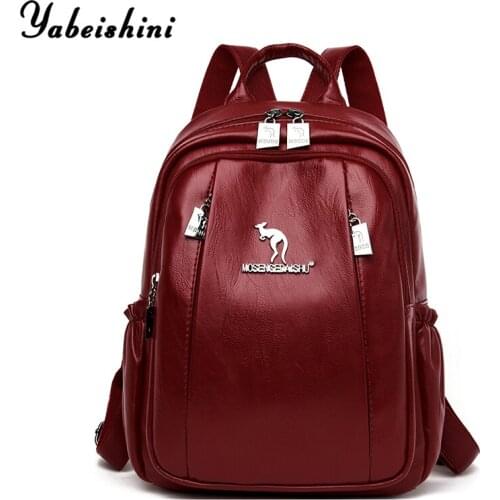 Female Leather Backpacks High Quality Ladies Bagpack Luxury Designer Large Capacity Casual Daypack Girl Mochilas Sac A Dos 2019