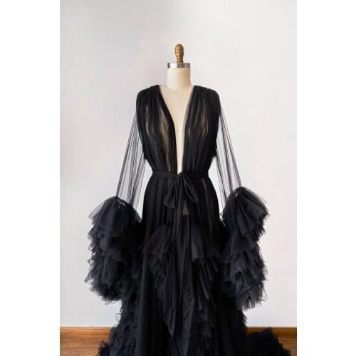 2021 Women Wraps Sexy Lady Sleepwear Women Bathrobe Sheer Long Sleeves Nightgown Floor Length Robe Prom Bridesmaid Shawel