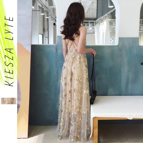 Women Summer Holiday Dresses Sexy Spaghetti Strap Cross Back Star Sequins Sparkling Luxury Nightclub Party Dress Vestido