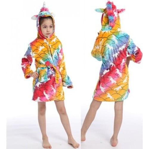 New Girl Unicorn Bathrobes Children Pyjamas Pijamas Unicornio Kigurumi Pajamas Beach Towel Kids Bath Robe Clothes for Sleepwear