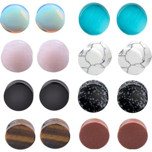 1Pair Natrue Stone Ear Plug And Tunnels Ecarteur Oreille Ear Gauges Stretchers Earring Dermal Piercing Orelha Oreja Body Jewelry