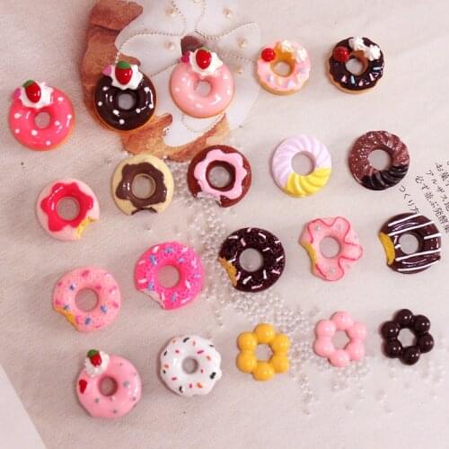10/20PCS Resin Donut Cute Food Mininature Home Decoration DIY Craft Scrapbooking