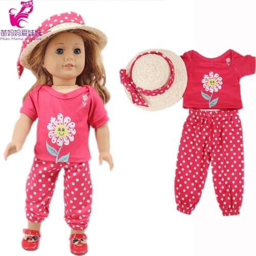 18 Inch american Doll Clothes Cat T-shirt Trousers Hat 43 cm Bebe New Born Doll Clothes Outwear Girl Gift