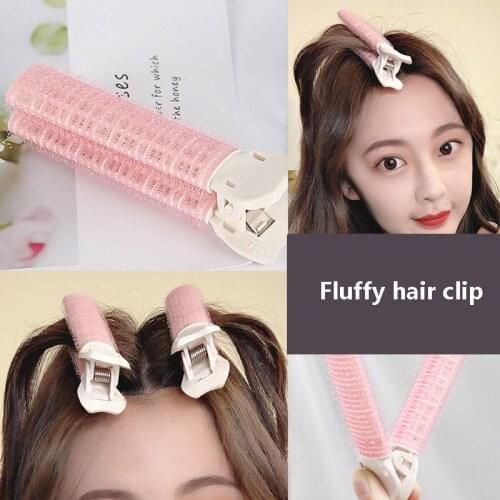 2 pcs/box bangs Self-adhesive Curling Tube Pink Curling Hair Fluffy Styling Curling Clip For Girls bangs Fluffy Tool