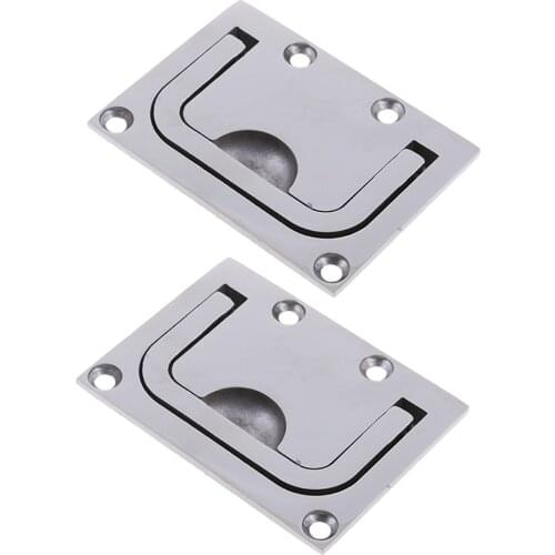 2PCS Marine Grade 316 Stainless Steel Pull Flush Lift Ring Recessed Handle Locker Cabinet ( Polished Surface )