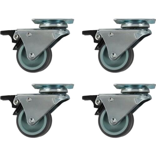 4 x Heavy Duty Swivel Castor Wheels 50mm with Brake for Trolley Furniture