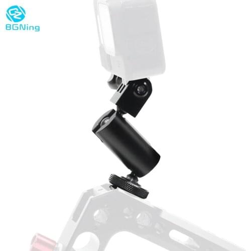 Tripod Adapter Magic Arm Cold Shoe + 1/4" Mount Dual Head 360 Adjustable Bracket for Monitor Light for Gopro 8 9 Insta360 ONE R