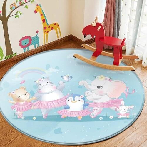 Alfombra Non-Slip Children Safety Flannel Carpet Animal Baby Hand Print Round Carpet Baby Play Mat Fashion Children Carpet