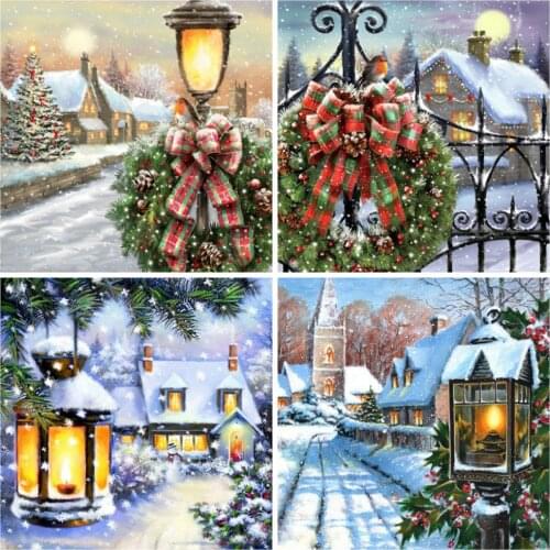 Evershine 5D DIY Diamond Painting Winter House Diamond Embroidery Full Drill Square Landscape Rhinestones Needlework Wall Art