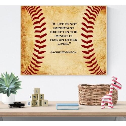 Baseball Quote Jackie Robinson Art Poster Prints Boy’s Room Wall Art Picture Baseball Lover Gifts Canvas Painting Man Cave Decor
