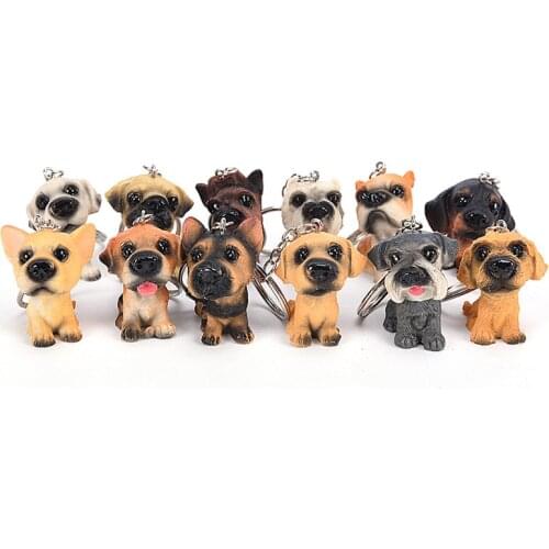 Lovely Resin Animal Pet Dogs Key Ring Schnauzer Welsh Corgi Keychains Gift For Woman Jewelry Key Chain For Dog Lover
