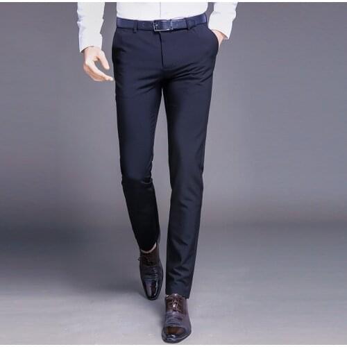 New Fashion High Quality Cotton Men Suit Pants Straight Spring Autumn Long Male Classic Business Casual Trousers Full Length