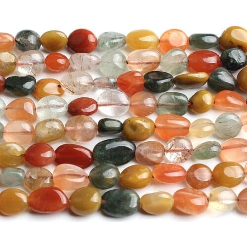 6-8mm Irregular Natural Mix Rutilated Quartzs Stone Beads for Accessories Jewellery Making Fashion Bracelet 15 Inch
