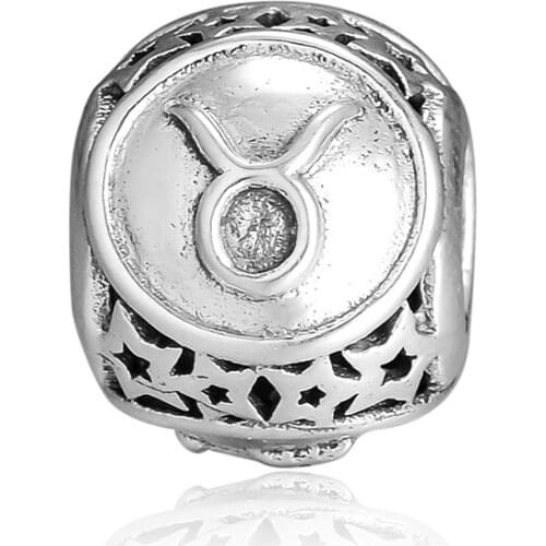 CKK Fit Pandora Bracelets Taurus Star Sign Charms 925 Original Sterling Silver Charm Beads for Jewelry Making Bead